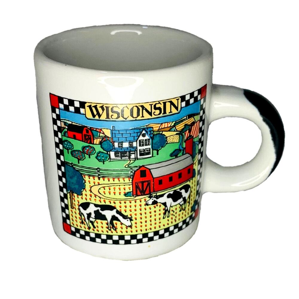Demitasse Cup Wisconsin White Miniature 2.5 oz. Mug 1991 Shot Souvenir Mini